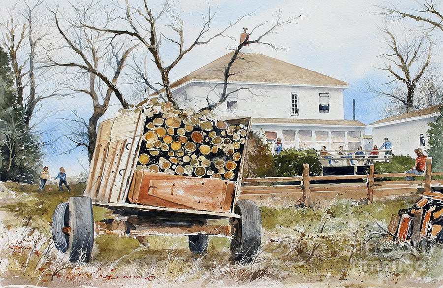 Wood Wagon Painting by Monte Toon