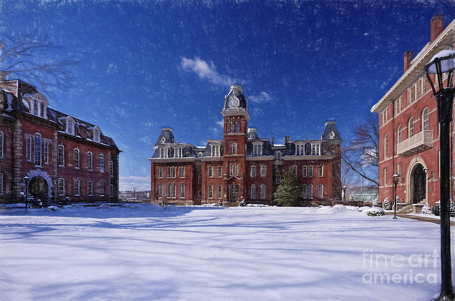 Woodburn Hall in snow storm Paintography Photograph by Dan Friend