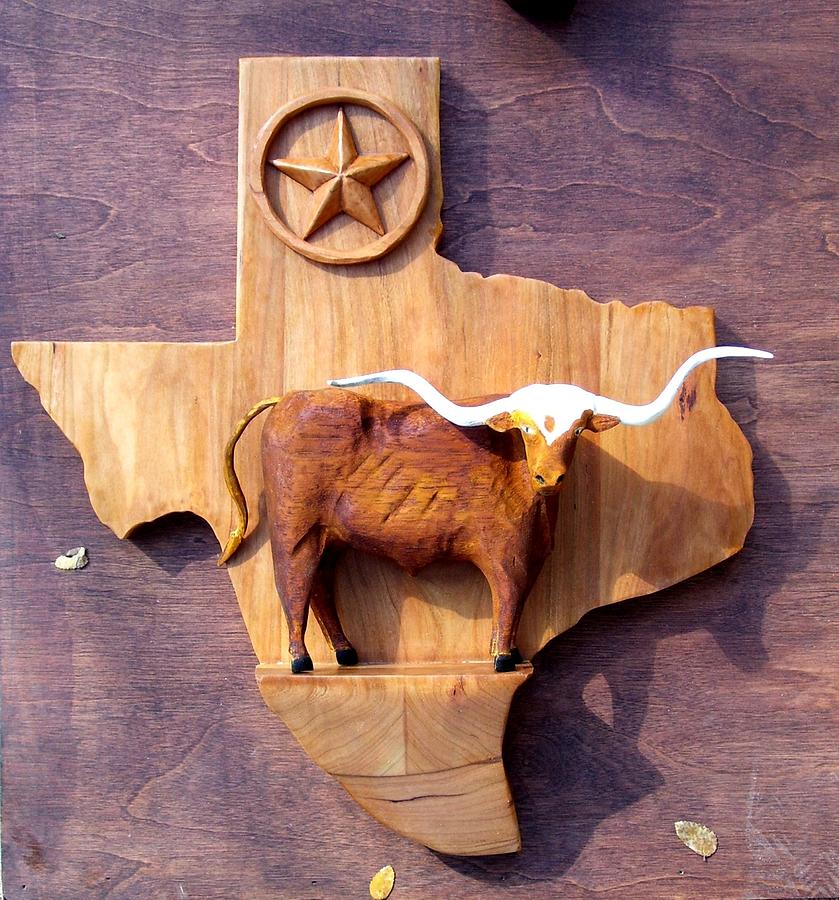 Animals Relief - WOODCRAFTED Texas Longhorn by Michael Pasko Animals Relief - WOODCRAFTED Texas Longhorn by Michael Pasko