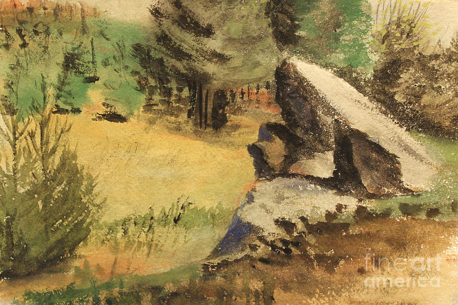 Wooded Outcrop - North Carolina   1939  Painting by Art By Tolpo Collection
