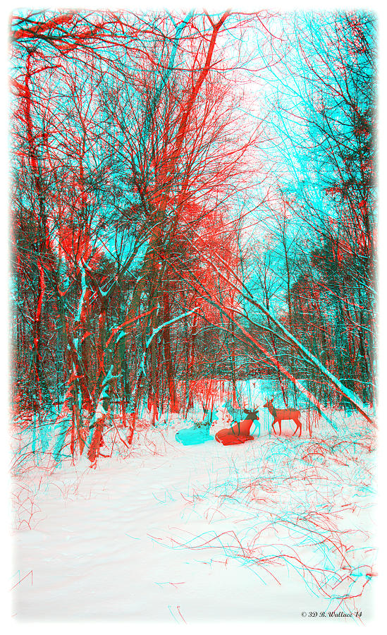 Wooded Path - Use Red and Cyan filtered 3D glasses Painting by Brian Wallace