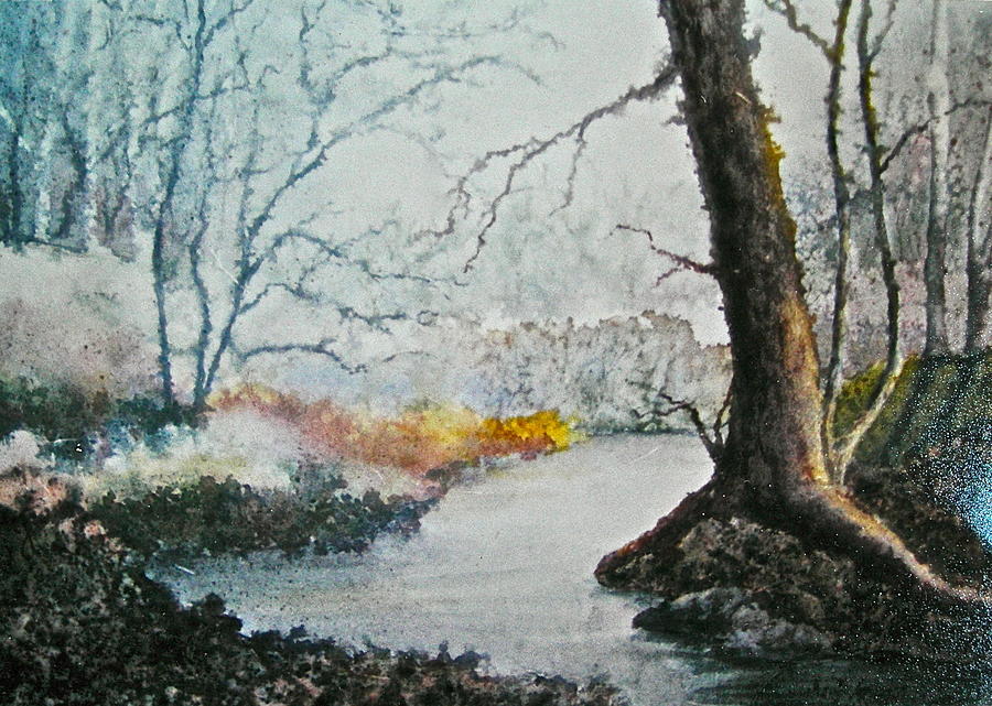 Wooded Stream Painting by Carolyn Rosenberger