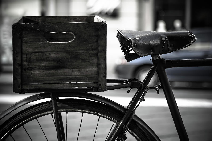 Wooden Basket On Old Bicycle Photograph by Paolomartinezphotography