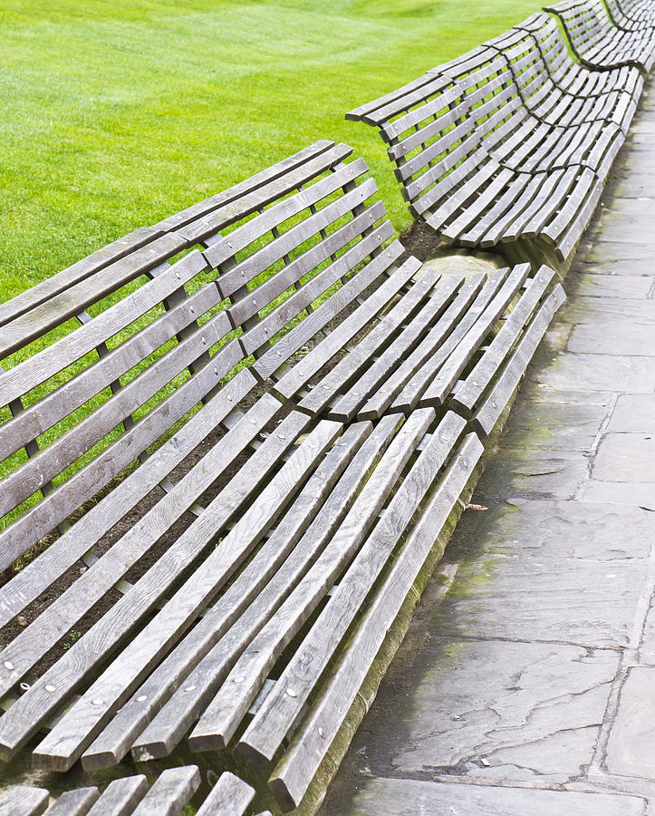 Architecture Photograph - Wooden benches by Tom Gowanlock