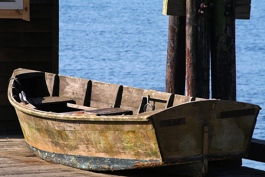 Pier Photograph - Wooden Boat by Art Block Collections