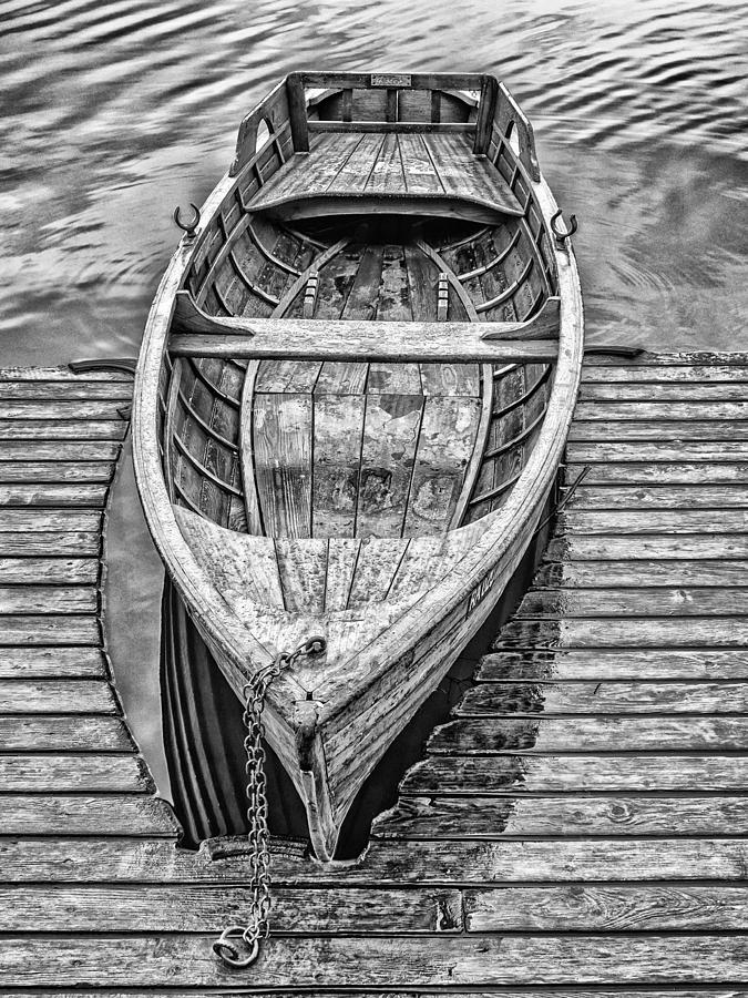 Black And White Photograph - Wooden boat by Dobromir Dobrinov