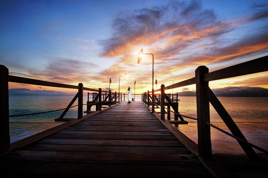 Wooden Bridge In Front Of Sea Photograph by Photos By Andy Le