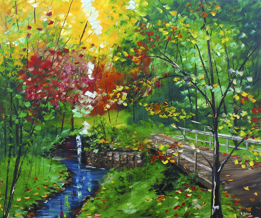 Wooden Bridge Painting by Kevin  Brown