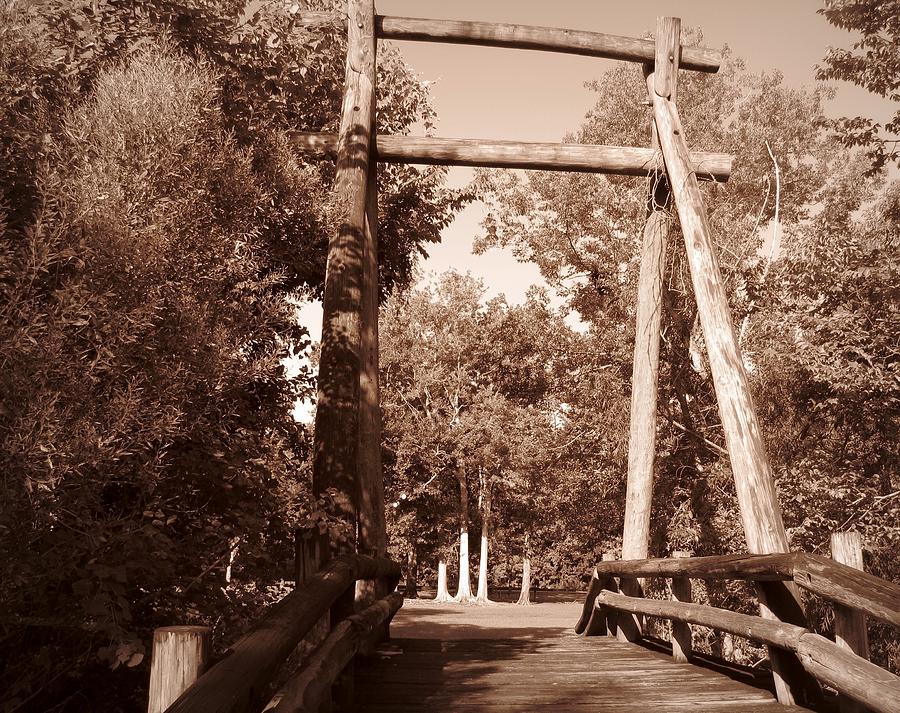 Wooden Bridge - Sepia Photograph by Beth Vincent