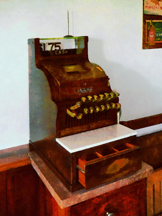 Wooden Cash Register Photograph by Susan Savad