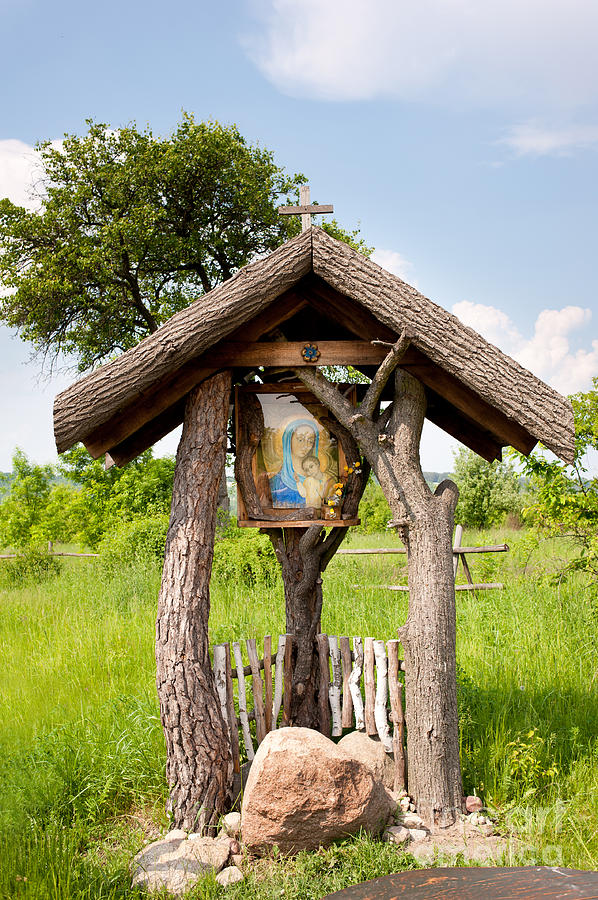 wooden shrine of holy Mother in Poland  Photograph by Arletta Cwalina