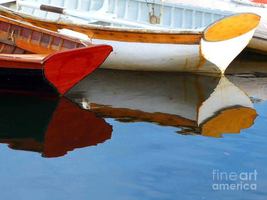 Wooden Photograph - Wooden Dingies With Reflection In Camden Maine by Christine Stack Wooden Photograph - Wooden Dingies With Reflection In Camden Maine by Christine Stack