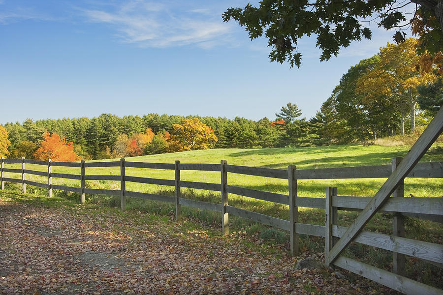 Wooden Fence In Autumn Maine Farm Pasture Photograph by Keith Webber Jr