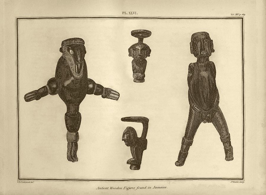 Prehistoric Photograph - Wooden Figures From Jamaica by Middle Temple Library