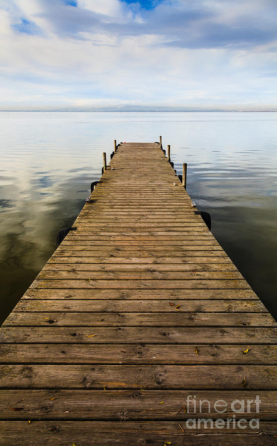 Wooden jetty perspective Photograph by Peter Noyce