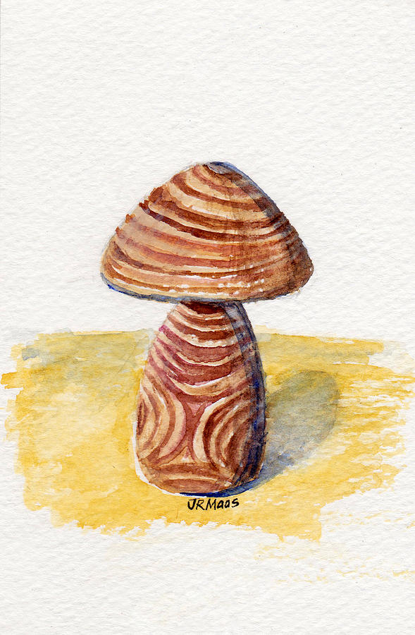 Wooden Mushroom Painting by Julie Maas