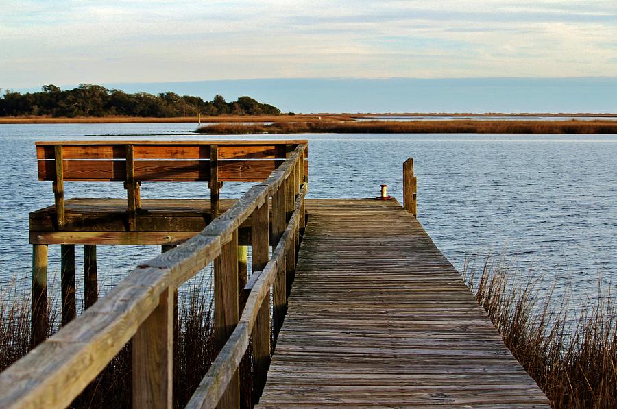 Wooden Pier And Bench Photograph by Cynthia Guinn