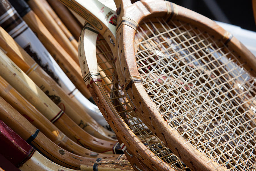 Tennis Photograph - Wooden Racquets by Art Block Collections