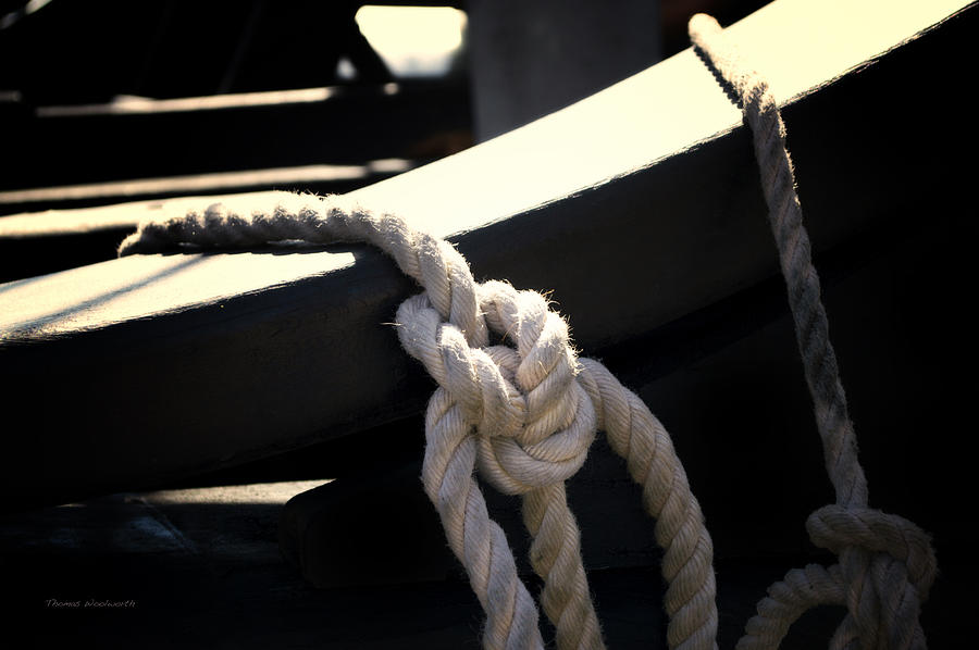 Rope Photograph - Wooden Ship Nina Ropes 03 by Thomas Woolworth