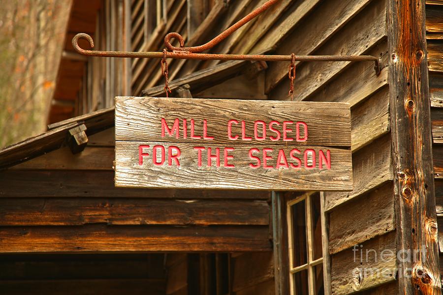 Wooden Sign - Closed For The Season Photograph by Adam Jewell