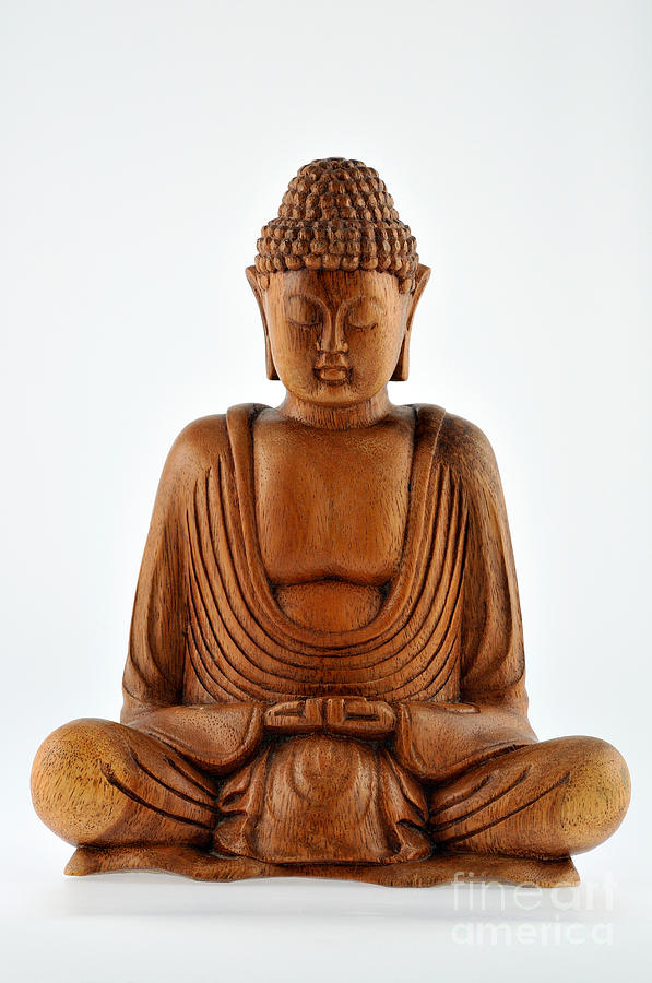 Buddha Photograph - Wooden statue of Buddha by George Atsametakis