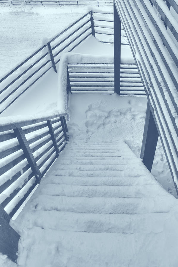 Wooden steps covered with snow Photograph by Vlad Baciu