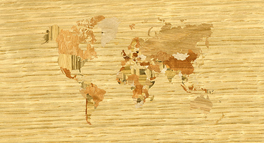 Wooden World Map 2 Digital Art by Hakon Soreide