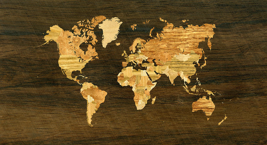 Wooden World Map Digital Art By Hakon Soreide