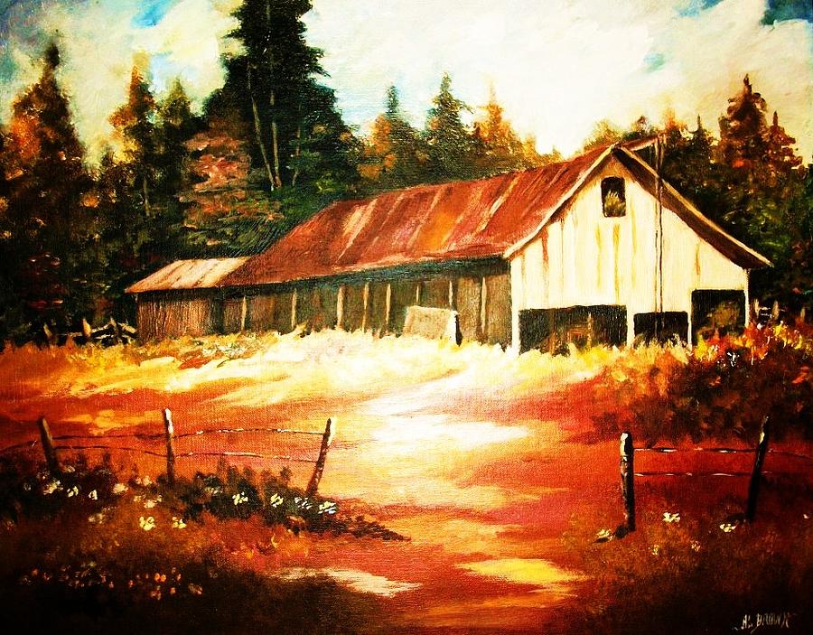 Woodland Barn in Autumn Painting by Al Brown