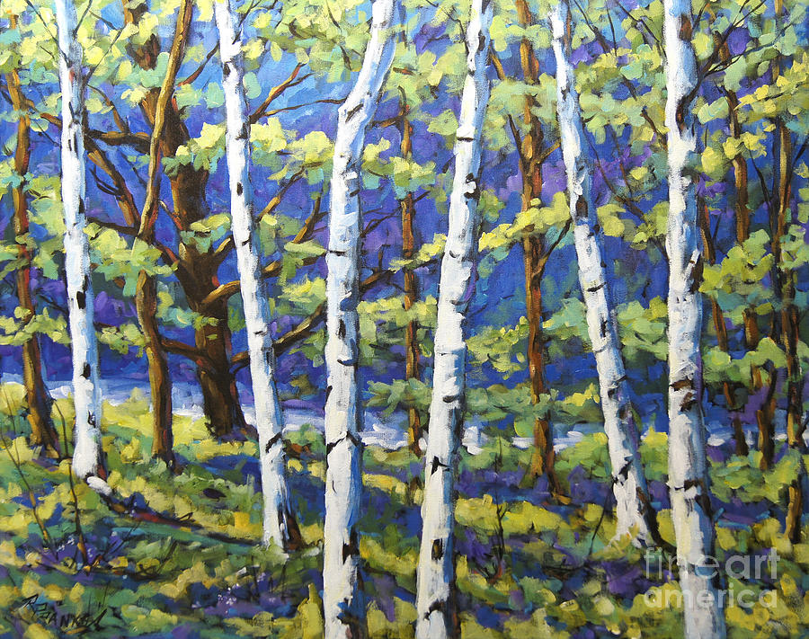 Woodland Birches Painting by Richard T Pranke