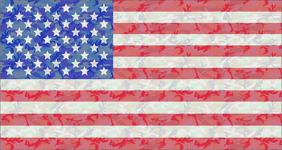 Flag Digital Art - Woodland Camo US Flag by Ron Hedges