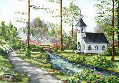 Woodland Chapel Painting by Carole Powell