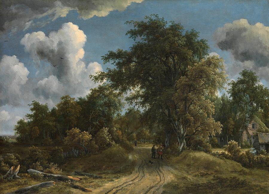 Landscape Painting - Woodland Road by Meindert Hobbema