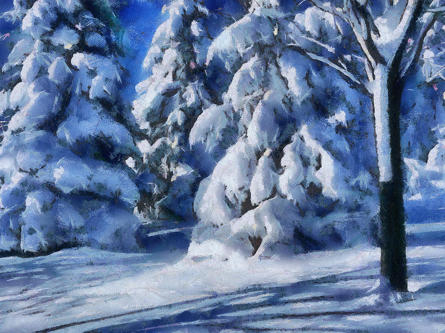 Woodland winter landscape Painting by Georgi Dimitrov