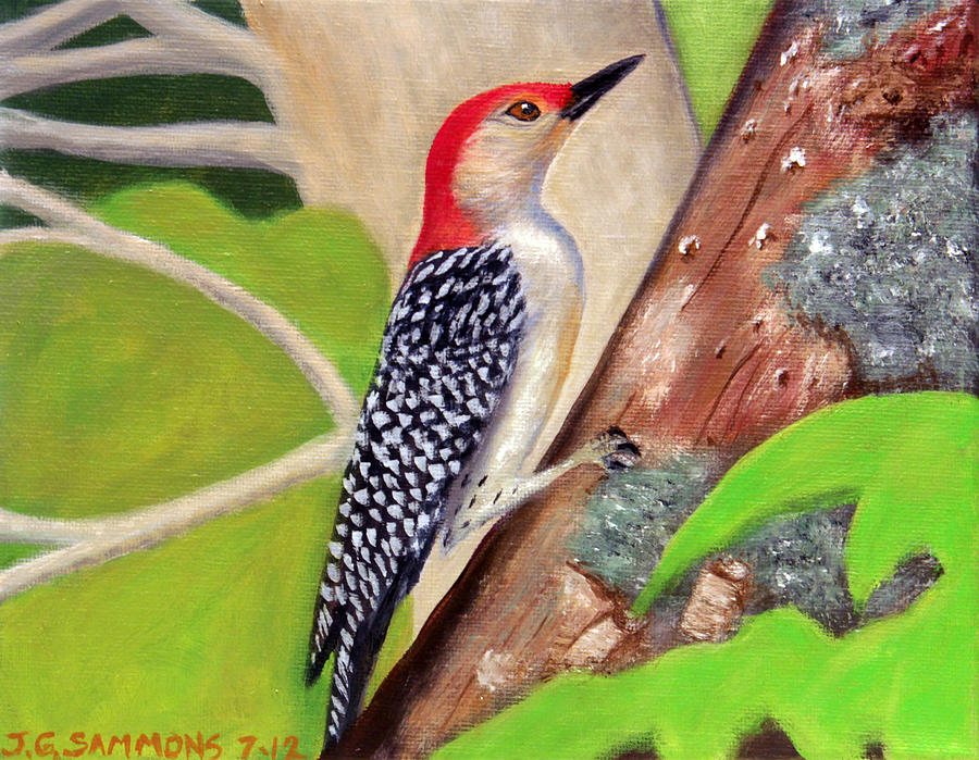Woodpecker Painting by Janet Greer Sammons