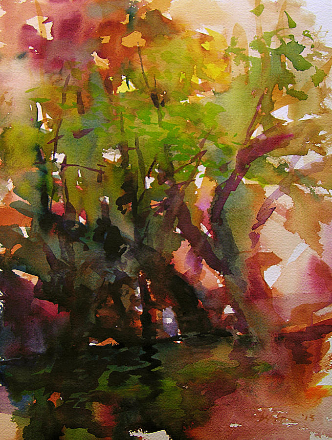 Woods And Creek Watercolor Painting by Julianne Felton