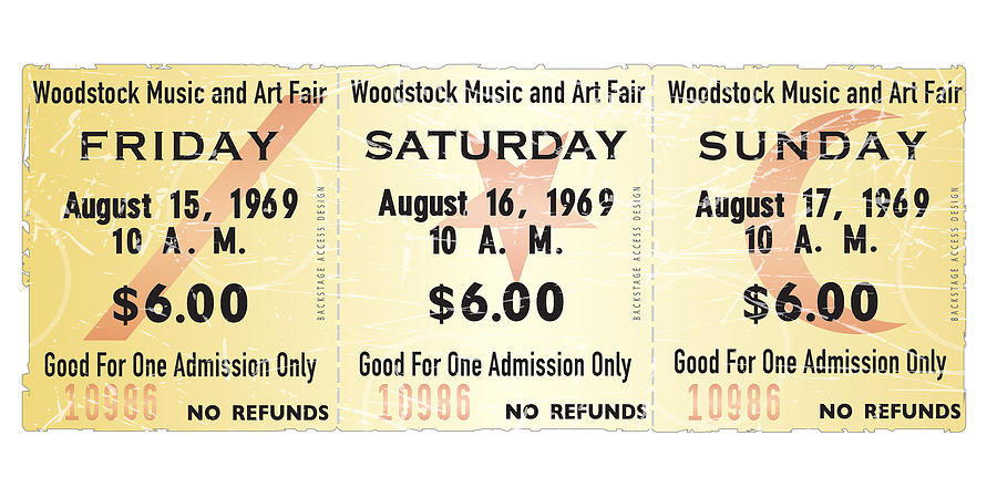 Woodstock Ticket Stub Poster Digital Art by Alain Jamar