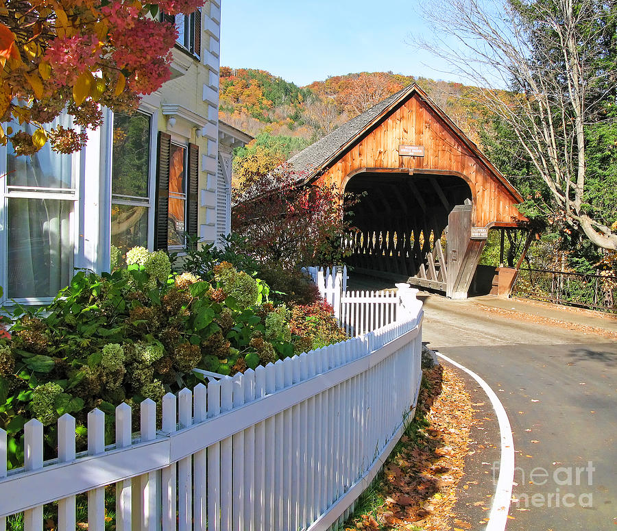 Woodstock Vermont Middle Covered Bridge  0179 Photograph by Jack Schultz