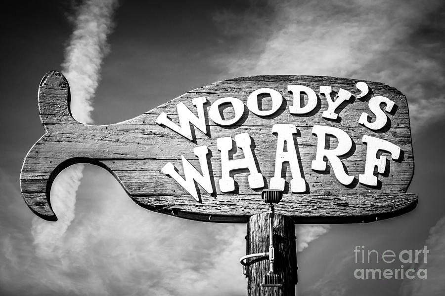Newport Beach Photograph - Woodys Wharf Sign Picture in Newport Beach by Paul Velgos