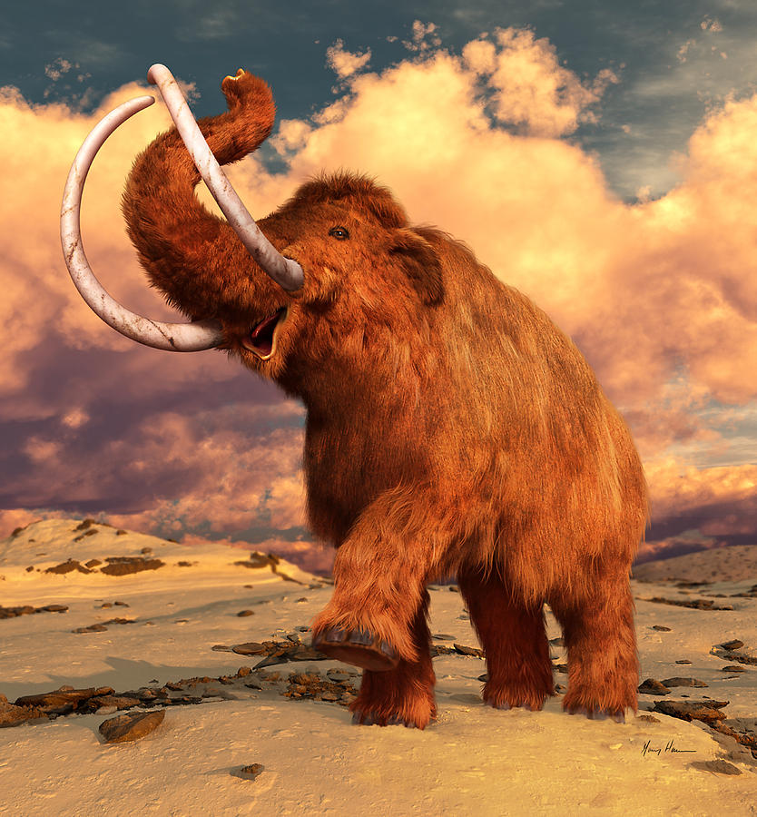 Prehistoric Painting - Woolly Mammoth by Gary Hanna