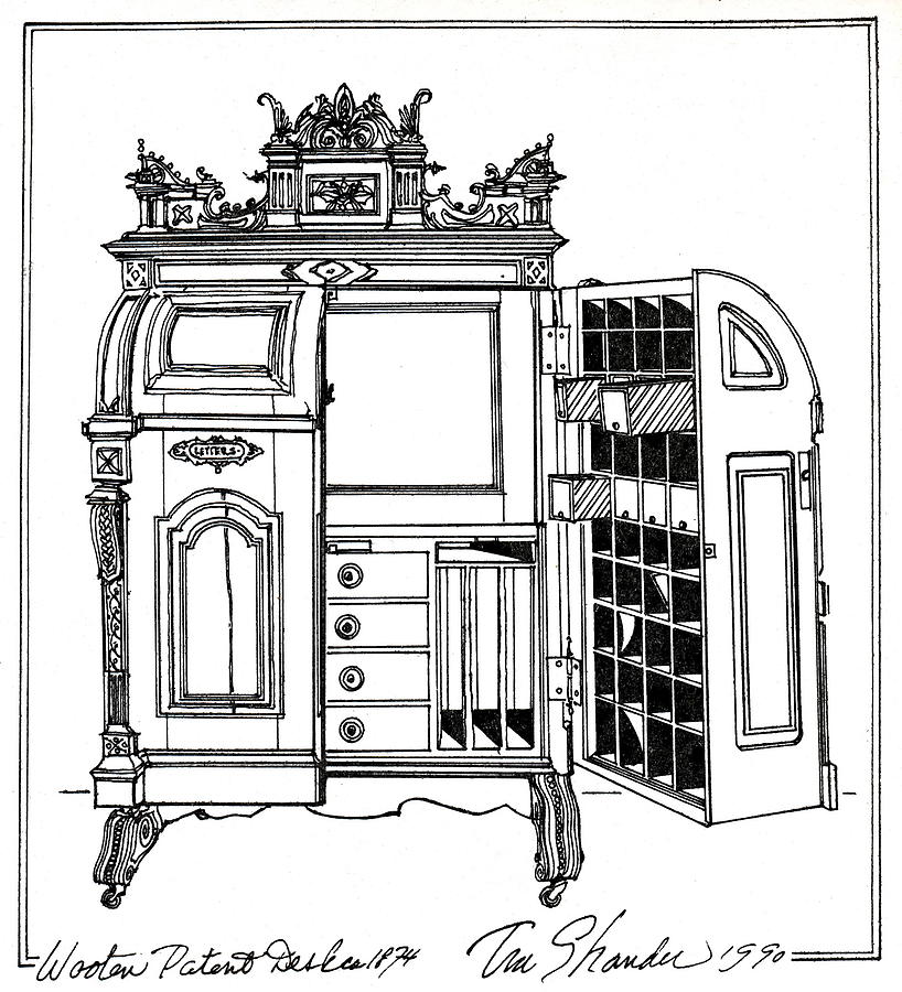 Wooten Patent Desk 1874 Drawing by Ira Shander
