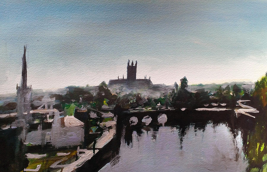 Worcester Skyline Painting by Paul Mitchell