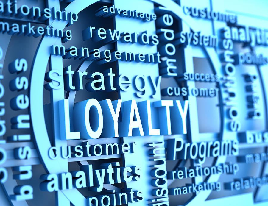Word cloud with loyalty in blue Photograph by Warchi