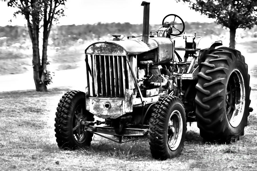 Work A Holic Tractor Art BW Photograph by Lesa Fine