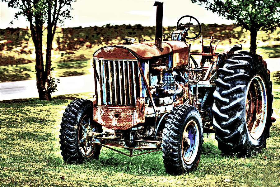 Work A Holic Tractor Mixed Media by Lesa Fine
