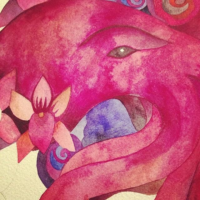 Octopus Photograph - Work In Progress. #red #watercolor by Megan Smith