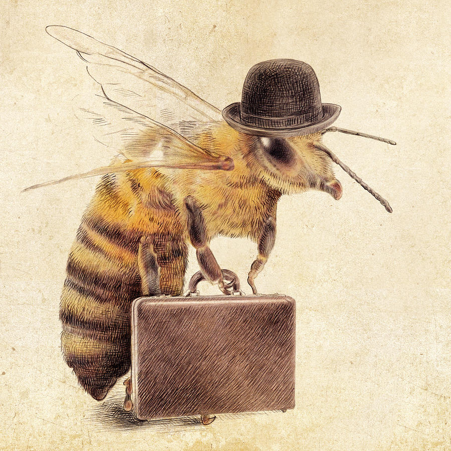 Bee Drawing - Worker Bee by Eric Fan