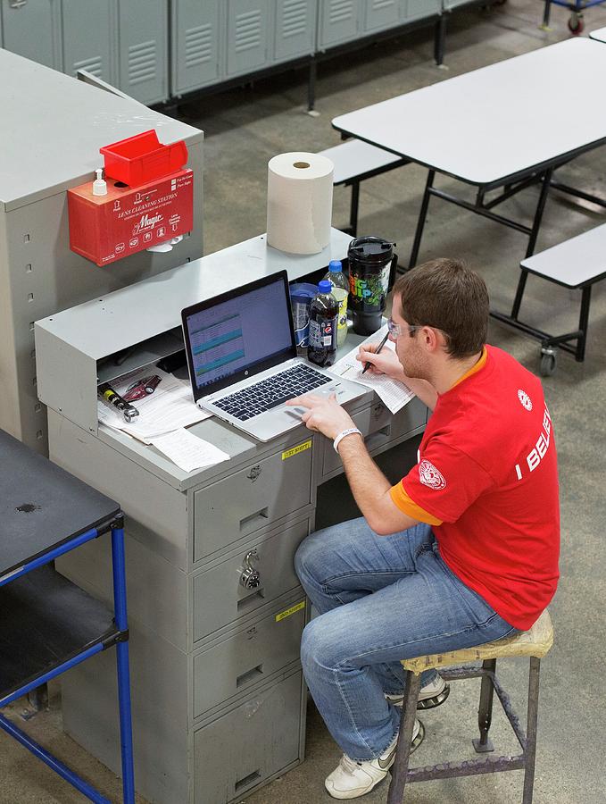 Worker Using Laptop In A Factory Photograph by Jim West - Fine Art America