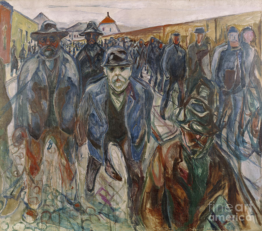 Workers on their way home Painting by Edvard Munch