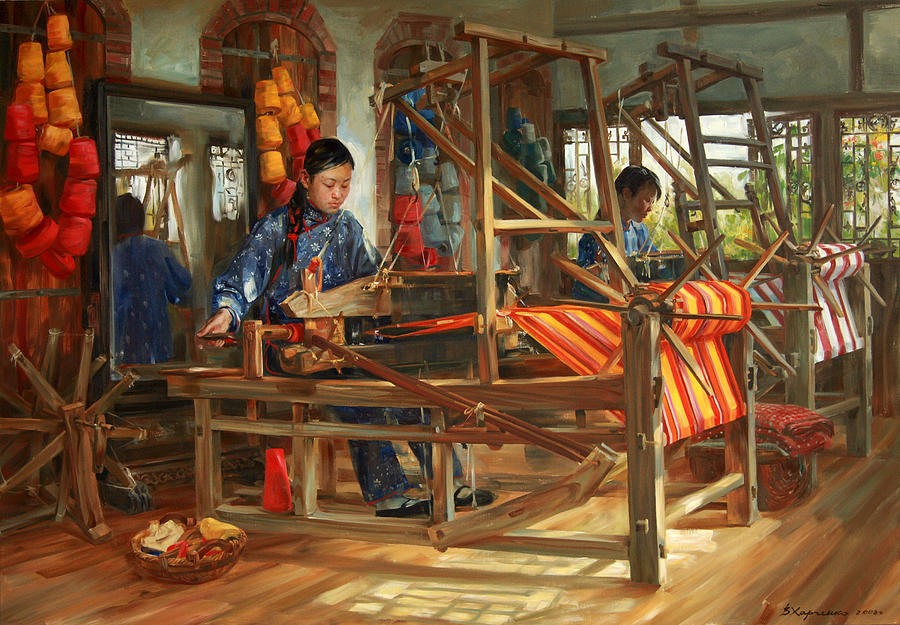 China Painting - Working day by Victoria Kharchenko